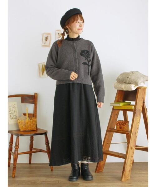 Samansa Mos2（サマンサ モスモス）の「◎ブークレ刺繍ニットカーディガン（カーディガン/ボレロ・レディース・ピンク/ミント/チャコールグレー/キナリ・F）」の10枚目の写真