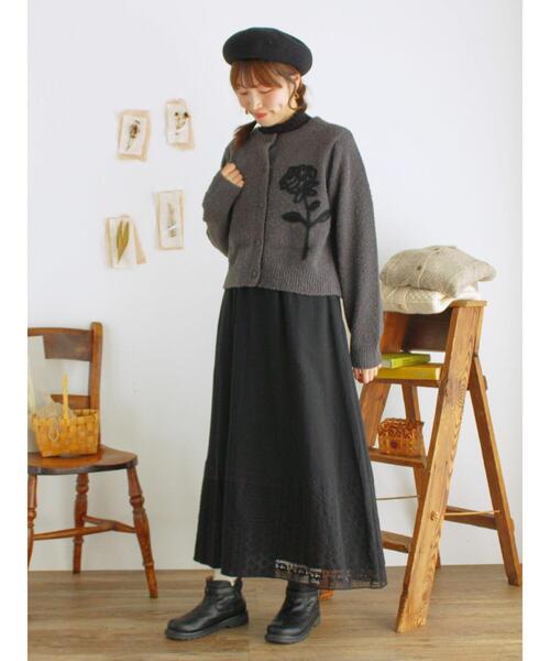 Samansa Mos2（サマンサ モスモス）の「◎ブークレ刺繍ニットカーディガン（カーディガン/ボレロ・レディース・ピンク/ミント/チャコールグレー/キナリ・F）」の11枚目の写真