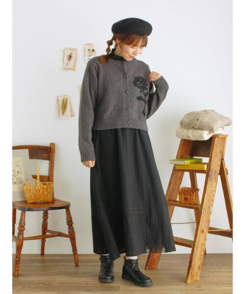 Samansa Mos2（サマンサ モスモス）の「◎ブークレ刺繍ニットカーディガン（カーディガン/ボレロ・レディース・ピンク/ミント/チャコールグレー/キナリ・F）」の13枚目の写真