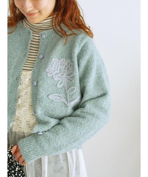 Samansa Mos2（サマンサ モスモス）の「◎ブークレ刺繍ニットカーディガン（カーディガン/ボレロ・レディース・ピンク/ミント/チャコールグレー/キナリ・F）」の20枚目の写真