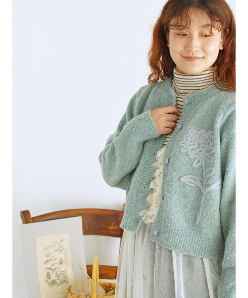 Samansa Mos2（サマンサ モスモス）の「◎ブークレ刺繍ニットカーディガン（カーディガン/ボレロ・レディース・ピンク/ミント/チャコールグレー/キナリ・F）」の22枚目の写真