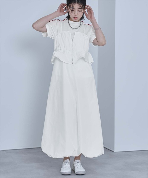 535 miette タグ付✨ フロントジップバルーンワンピース ホワイト フロントジップバルーンワンピース | miette