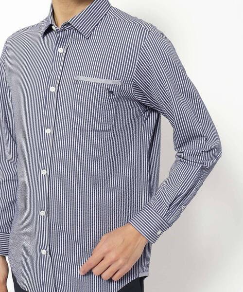 adabat（アダバット）の「サッカーストライプジャージシャツ（シャツ/ブラウス・メンズ・ホワイト系/ブルー系その他4・50/48/46）」の4枚目の写真