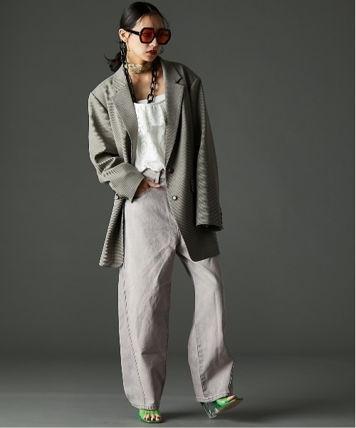 GEVS.（ジェイヴィス）の「カラーオーバーダイデニムパンツ＜大きいサイズ有＞GEVS.（デニムパンツ・レディース・ピンク系/パープル系・73/76/80/84/88/92/96/98/106/114/122）」の5枚目の写真