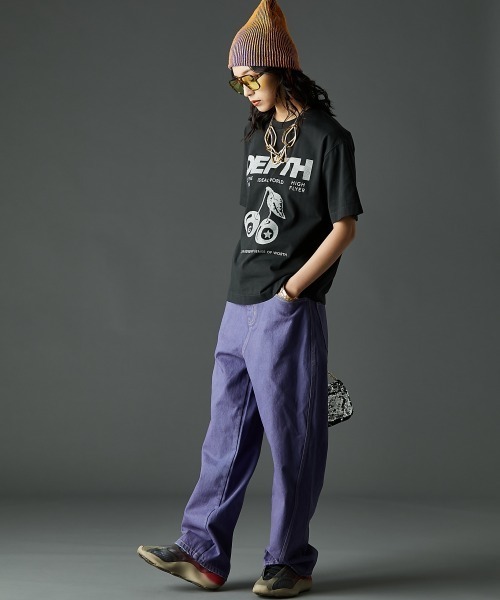 GEVS.（ジェイヴィス）の「カラーオーバーダイデニムパンツ＜大きいサイズ有＞GEVS.（デニムパンツ・レディース・ピンク系/パープル系・73/76/80/84/88/92/96/98/106/114/122）」の6枚目の写真