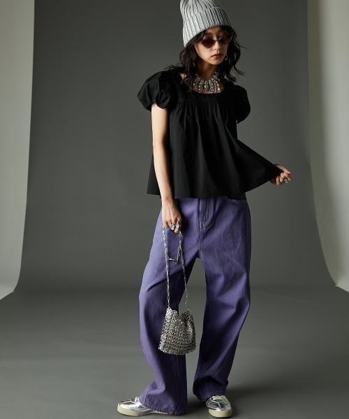 GEVS.（ジェイヴィス）の「カラーオーバーダイデニムパンツ＜大きいサイズ有＞GEVS.（デニムパンツ・レディース・ピンク系/パープル系・73/76/80/84/88/92/96/98/106/114/122）」の7枚目の写真