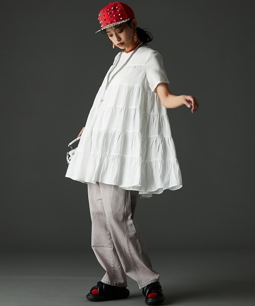 GEVS.（ジェイヴィス）の「カラーオーバーダイデニムパンツ＜大きいサイズ有＞GEVS.（デニムパンツ・レディース・ピンク系/パープル系・73/76/80/84/88/92/96/98/106/114/122）」の20枚目の写真