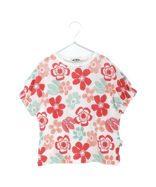 MAKE YOUR DAY(メイクユアデイ)の「おっきなお花総柄半袖Tシャツ■80~140cm(Tシャツ/カットソー・キッズ・ネイビー/レッド・140/130/100/120/110/80/90)」の2枚目の写真