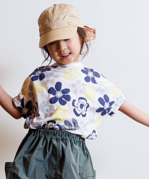 MAKE YOUR DAY(メイクユアデイ)の「おっきなお花総柄半袖Tシャツ■80~140cm(Tシャツ/カットソー・キッズ・ネイビー/レッド・140/130/100/120/110/80/90)」の3枚目の写真