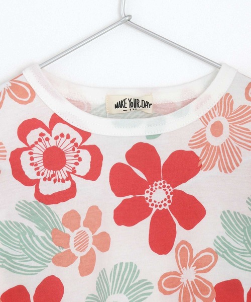 MAKE YOUR DAY(メイクユアデイ)の「おっきなお花総柄半袖Tシャツ■80~140cm(Tシャツ/カットソー・キッズ・ネイビー/レッド・140/130/100/120/110/80/90)」の9枚目の写真