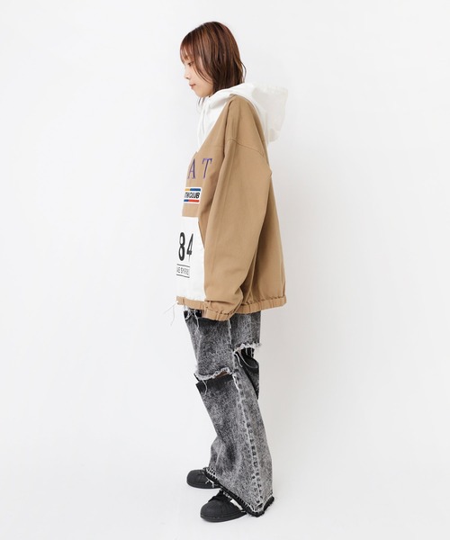 RNA（アールエヌエー）の「B2873 バイカラーチームフーディー（パーカー・レディース・ベージュ/ブルー/ブラック・MEDIUM）」の12枚目の写真