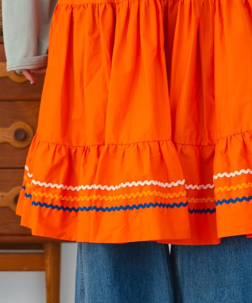 eLur（エラー）の「ティアードスカート（スカート・レディース・オレンジ/グリーン・FREE）」の5枚目の写真