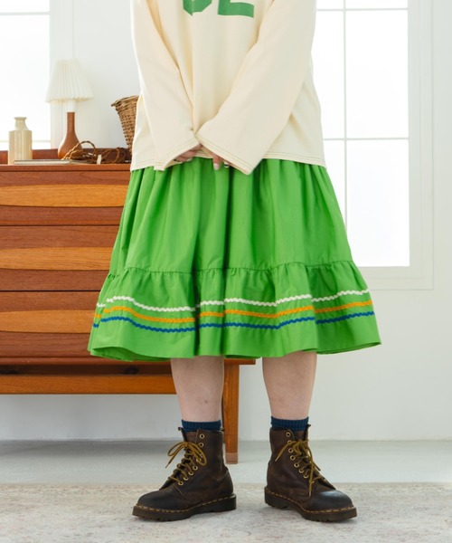 eLur（エラー）の「ティアードスカート（スカート・レディース・オレンジ/グリーン・FREE）」の17枚目の写真