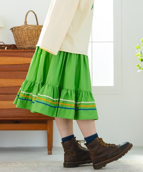 eLur（エラー）の「ティアードスカート（スカート・レディース・オレンジ/グリーン・FREE）」の16枚目の写真