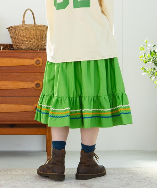 eLur（エラー）の「ティアードスカート（スカート・レディース・オレンジ/グリーン・FREE）」の15枚目の写真