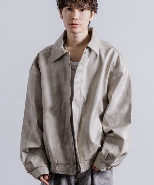 Crownor（クラウノアー）の「PU ジャケット（ブルゾン・メンズ・グレー/ブラウン/チャコール・MEDIUM/LARGE）」の2枚目の写真