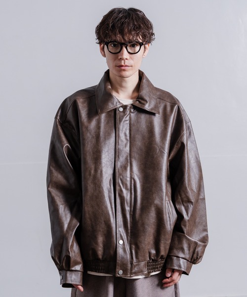Crownor（クラウノアー）の「PU ジャケット（ブルゾン・メンズ・グレー/ブラウン/チャコール・MEDIUM/LARGE）」の18枚目の写真