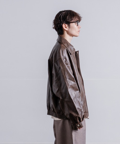 Crownor（クラウノアー）の「PU ジャケット（ブルゾン・メンズ・グレー/ブラウン/チャコール・MEDIUM/LARGE）」の17枚目の写真