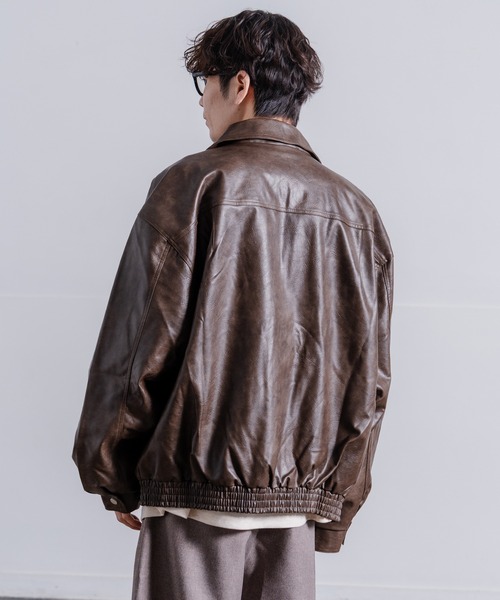 Crownor（クラウノアー）の「PU ジャケット（ブルゾン・メンズ・グレー/ブラウン/チャコール・MEDIUM/LARGE）」の15枚目の写真