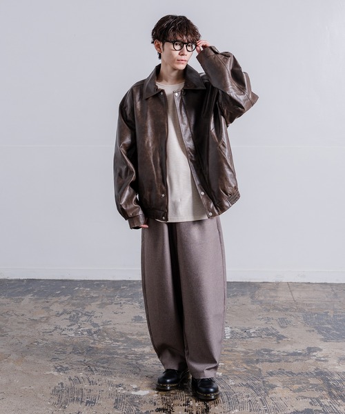 Crownor（クラウノアー）の「PU ジャケット（ブルゾン・メンズ・グレー/ブラウン/チャコール・MEDIUM/LARGE）」の13枚目の写真