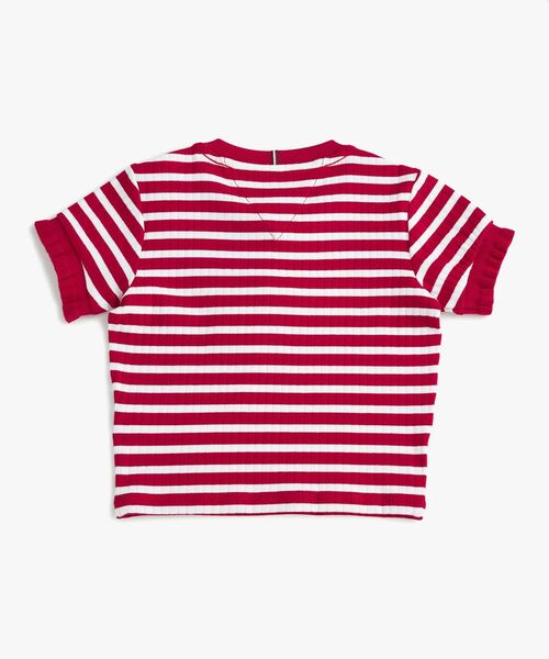 TOMMY HILFIGER(トミーヒルフィガー)の「GIRLS ラッフルストライプショートスリーブトップ(その他トップス・キッズ・ネイビー/レッド・130cm/140cm/150cm/160cm)」の4枚目の写真