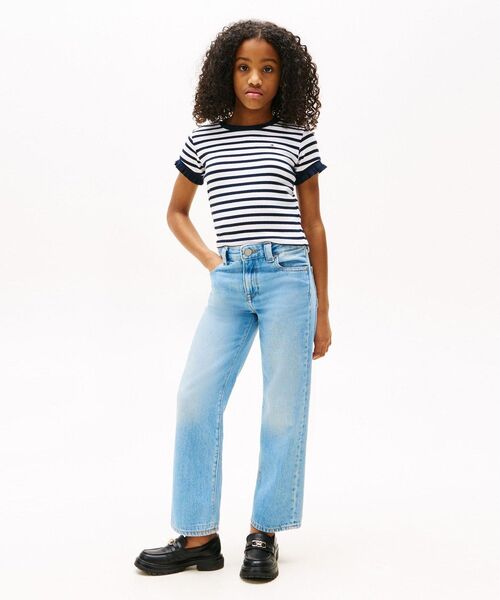 TOMMY HILFIGER(トミーヒルフィガー)の「GIRLS ラッフルストライプショートスリーブトップ(その他トップス・キッズ・ネイビー/レッド・130cm/140cm/150cm/160cm)」の5枚目の写真