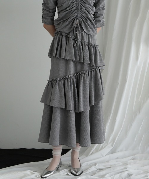 ROSE BUD(ローズバッド)の「(CREOLME)ギンガムチェックフリルスカート(スカート・レディース・ブルー/ブラック・ONE SIZE)」の21枚目の写真
