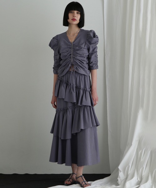 ROSE BUD(ローズバッド)の「(CREOLME)ギンガムチェックフリルスカート(スカート・レディース・ブルー/ブラック・ONE SIZE)」の12枚目の写真