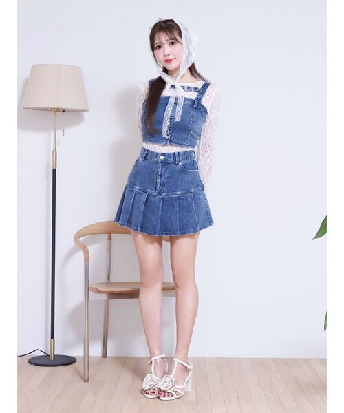 EATME（イートミー）の「ベルトデニムビスチェ（セットアップ可能）（キャミソール・レディース・ブラック/ブルー/ピンク・FREE）」の6枚目の写真