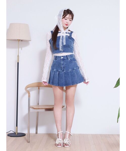 EATME（イートミー）の「ベルトデニムビスチェ（セットアップ可能）（キャミソール・レディース・ブラック/ブルー/ピンク・FREE）」の7枚目の写真