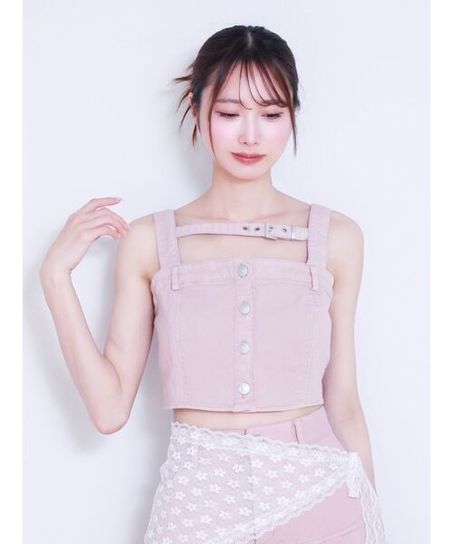 EATME（イートミー）の「ベルトデニムビスチェ（セットアップ可能）（キャミソール・レディース・ブラック/ブルー/ピンク・FREE）」の17枚目の写真