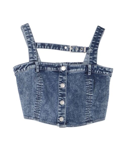 EATME(イートミー)の「ベルトデニムビスチェ(セットアップ可能)(キャミソール・レディース・ブラック/ブルー/ピンク・FREE)」の5枚目の写真
