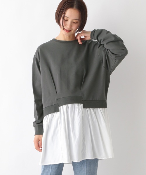 LEPSIM(レプシィム)の「ドッキングチュニックワンピース 287580(チュニック・レディース・ブラック/チャコールグレー/ライトグレー・FREE)」の3枚目の写真