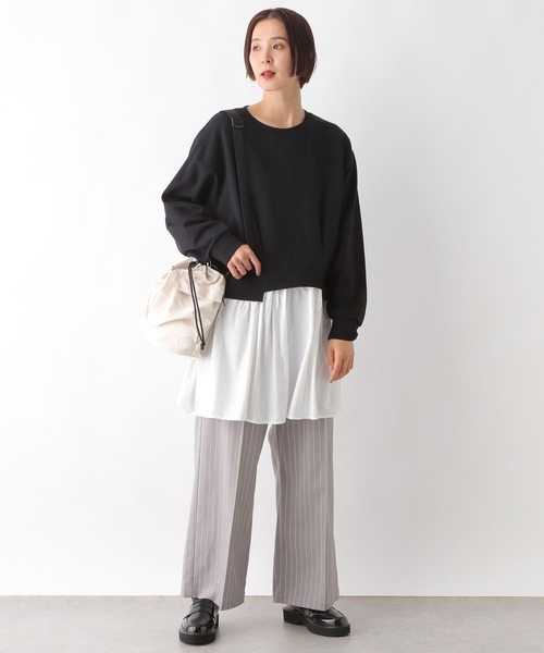 LEPSIM(レプシィム)の「ドッキングチュニックワンピース 287580(チュニック・レディース・ブラック/チャコールグレー/ライトグレー・FREE)」の6枚目の写真