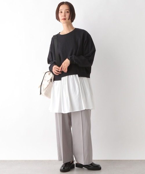 LEPSIM(レプシィム)の「ドッキングチュニックワンピース 287580(チュニック・レディース・ブラック/チャコールグレー/ライトグレー・FREE)」の7枚目の写真