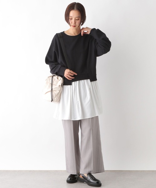 LEPSIM(レプシィム)の「ドッキングチュニックワンピース 287580(チュニック・レディース・ブラック/チャコールグレー/ライトグレー・FREE)」の8枚目の写真