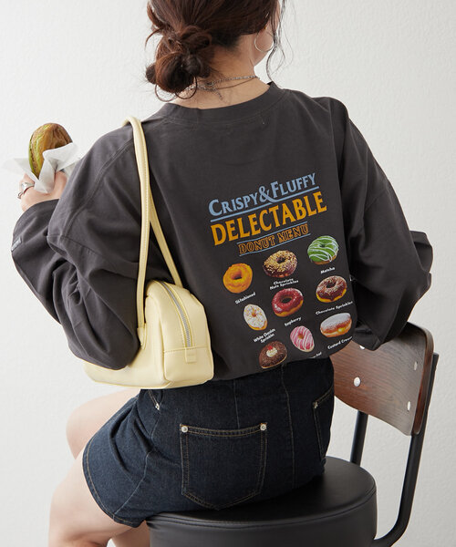 NUNIFE（ユニフィー）の「【NUNIFE】ドーナッツメニューT（Tシャツ/カットソー・レディース・オフホワイト/オートミール/スミクロ・FREE）」の3枚目の写真