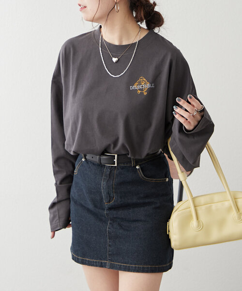 NUNIFE（ユニフィー）の「【NUNIFE】ドーナッツメニューT（Tシャツ/カットソー・レディース・オフホワイト/オートミール/スミクロ・FREE）」の4枚目の写真