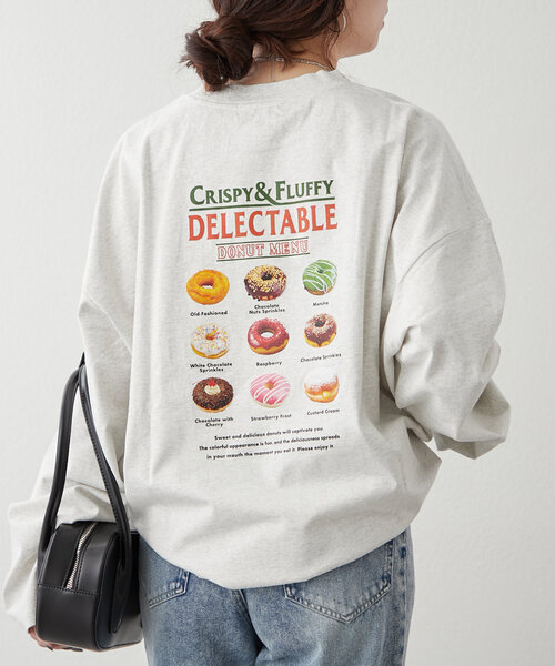 NUNIFE（ユニフィー）の「【NUNIFE】ドーナッツメニューT（Tシャツ/カットソー・レディース・オフホワイト/オートミール/スミクロ・FREE）」の9枚目の写真