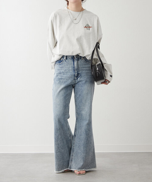 NUNIFE（ユニフィー）の「【NUNIFE】ドーナッツメニューT（Tシャツ/カットソー・レディース・オフホワイト/オートミール/スミクロ・FREE）」の13枚目の写真