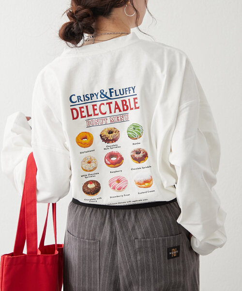 NUNIFE（ユニフィー）の「【NUNIFE】ドーナッツメニューT（Tシャツ/カットソー・レディース・オフホワイト/オートミール/スミクロ・FREE）」の14枚目の写真