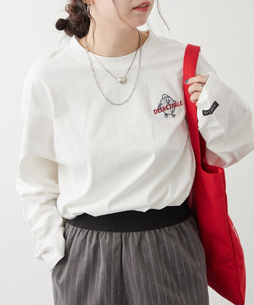 NUNIFE（ユニフィー）の「【NUNIFE】ドーナッツメニューT（Tシャツ/カットソー・レディース・オフホワイト/オートミール/スミクロ・FREE）」の15枚目の写真