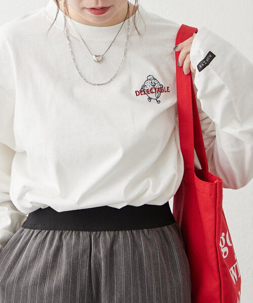 NUNIFE（ユニフィー）の「【NUNIFE】ドーナッツメニューT（Tシャツ/カットソー・レディース・オフホワイト/オートミール/スミクロ・FREE）」の17枚目の写真