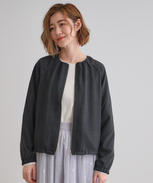 CREDONA（クレドナ）の「リネン混ノーカラーJK（ノーカラー