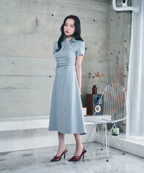 ANDGEEBEE（アンジービー）の「ギャザーポロロングワンピ（ワンピース・レディース・ブラック/グレー・FREE）」の22枚目の写真