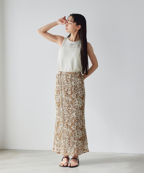 EMMEL REFINES（エメルリファインズ）の「＜EMMEL REFINES＞EM コードシシュウ レース スカート（スカート・レディース・ブラック/ベージュ・FREE）」の7枚目の写真