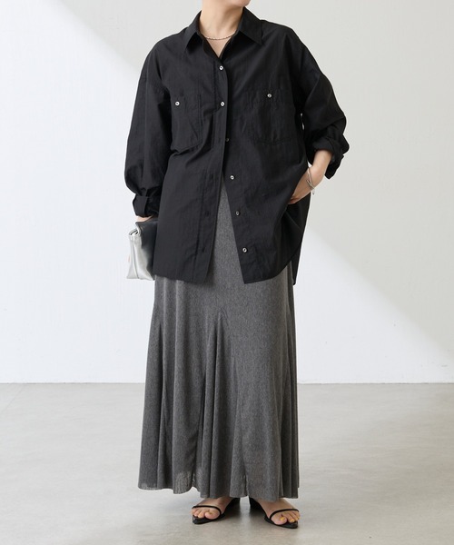 Q.anos/バックボタンデニムシアーシャツ/新色追加（シャツ/ブラウス