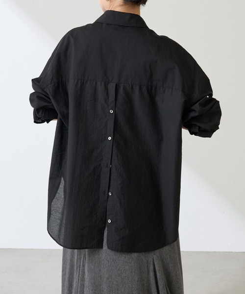 新品COLLAGE GALLARDAGALANTEバックボタンデニムシアーシャツ Q.anos/バックボタンデニムシアーシャツ/新色追加（シャツ/ブラウス