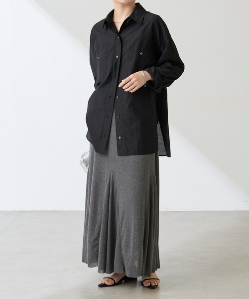 新品COLLAGE GALLARDAGALANTEバックボタンデニムシアーシャツ Q.anos/バックボタンデニムシアーシャツ/新色追加（シャツ/ブラウス