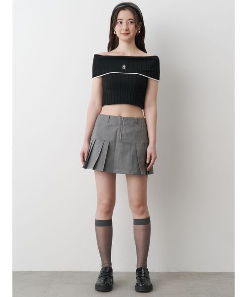 セール】BOEDER OFFSHOULDER KNIT PO/ボーダーオフショルダー